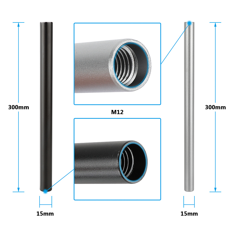 CAMVATE Threaded 15mm Aluminum Rod Set with Connectors