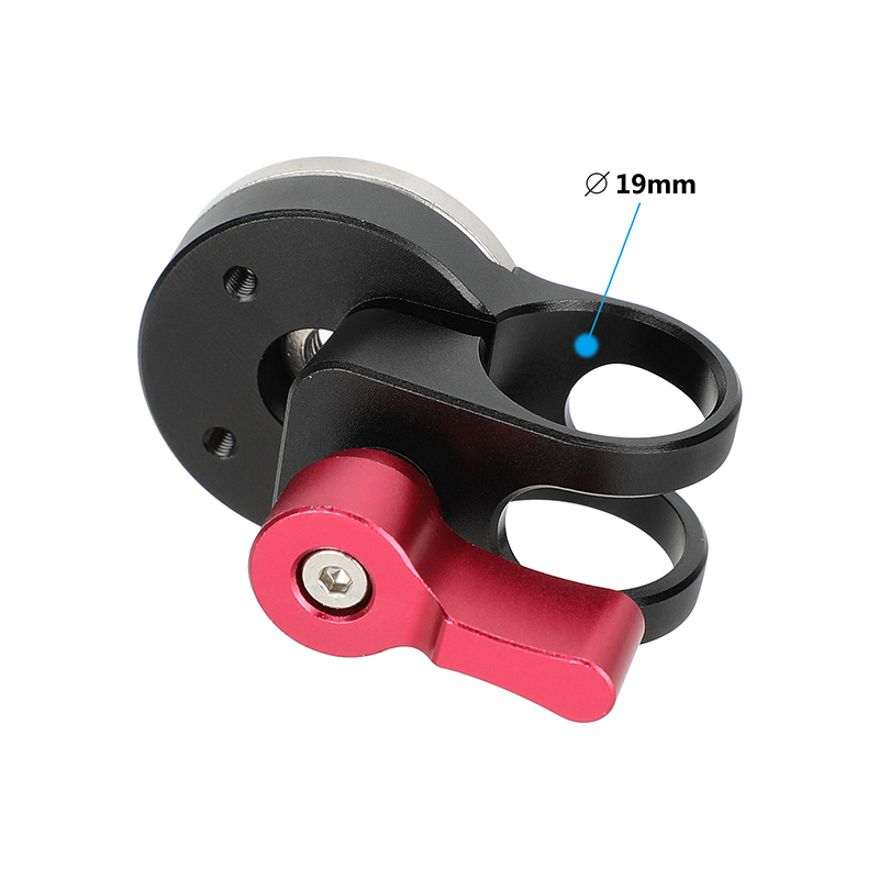 CAMVATE 19mm Rod Clamp with ARRI-Style Rosette (Red Locking Knob)