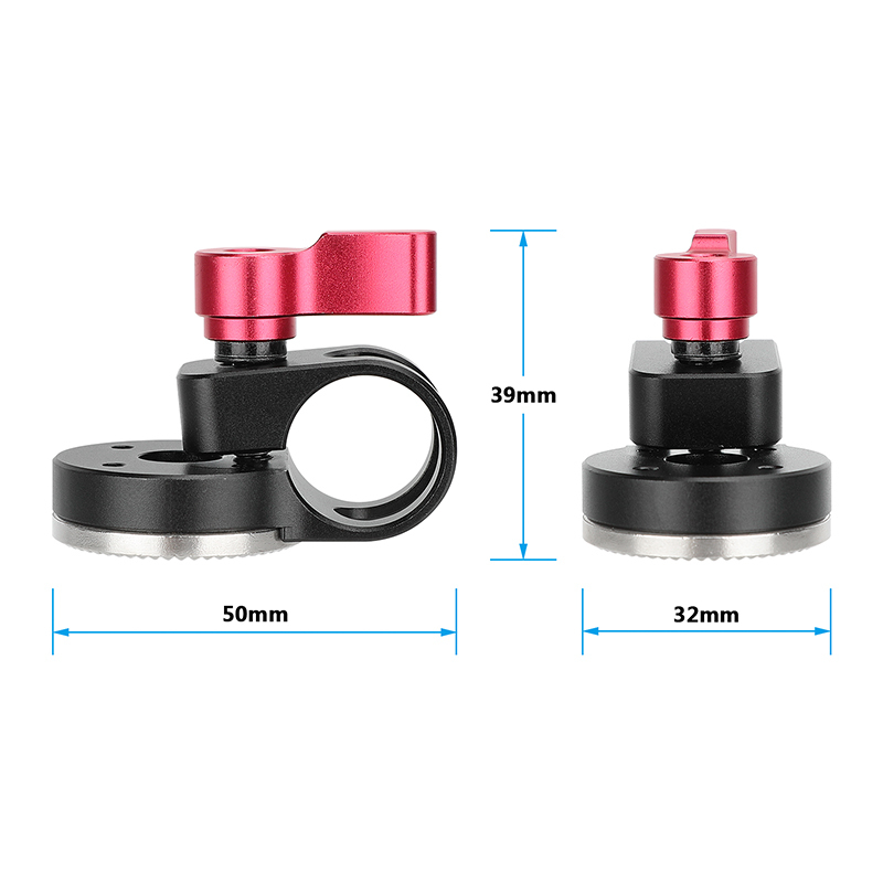 CAMVATE 19mm Rod Clamp with ARRI-Style Rosette (Red Locking Knob)