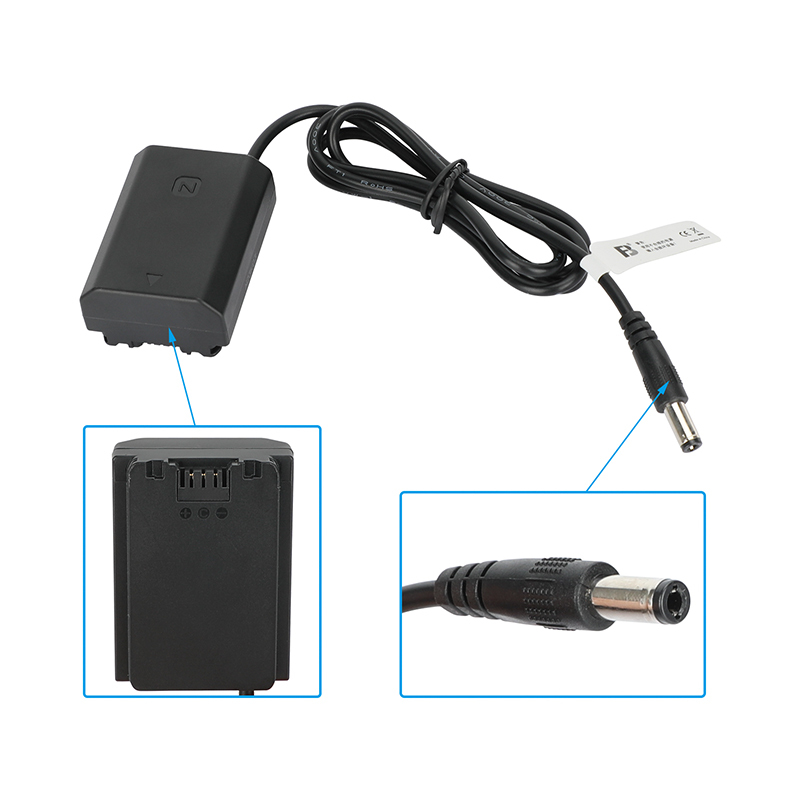 CAMVATE 2.5mm DC Barrel to Sony NP-FZ100 Dummy Battery Cable (39.4")