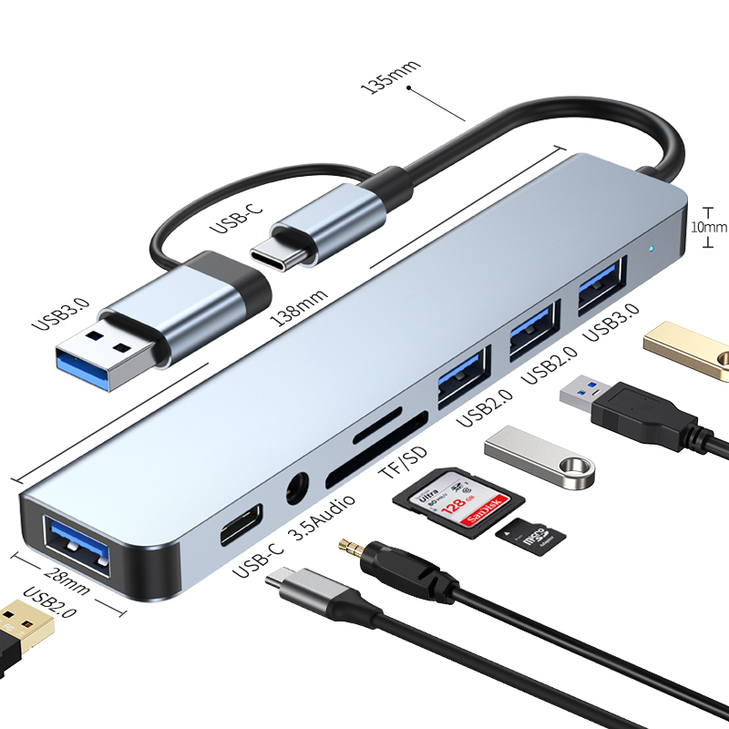 CAMVATE USB Type-C Type-A 8-in-1 Docking Station Multiport Adapter