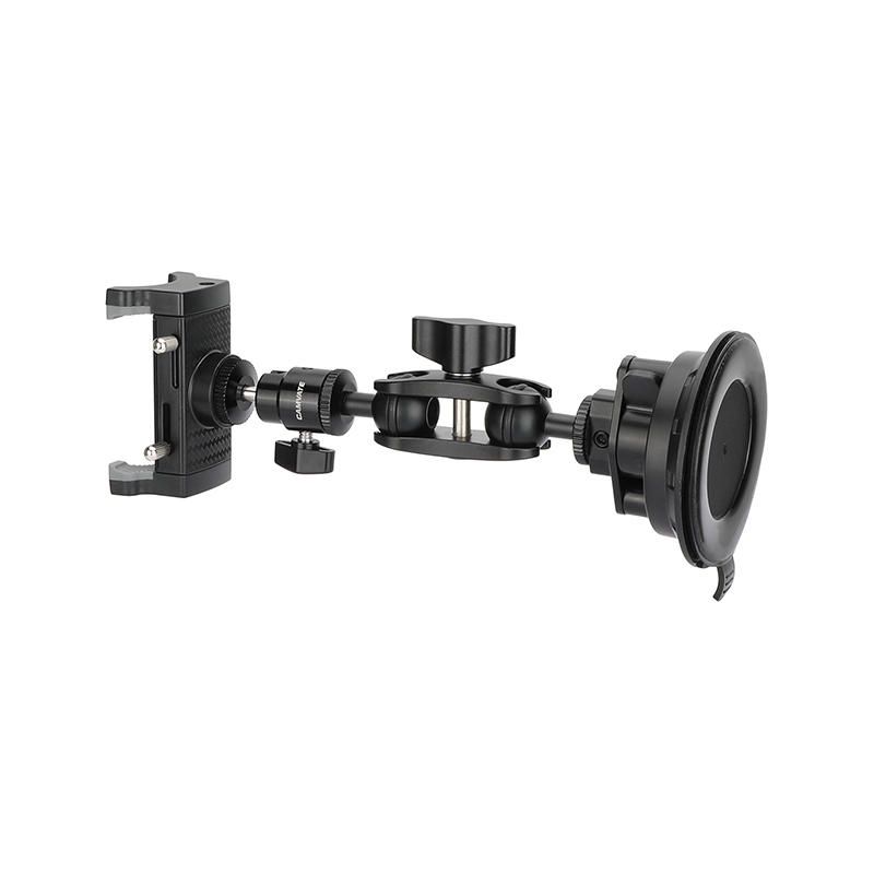 CAMVATE Suction Cup Mount with Mini Magic Arm and Smartphone Clip