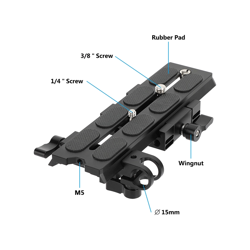 CAMVATE Manfrotto-Type Sliding QR Camera Plate with Clamp Base & 15mm Rod Mount