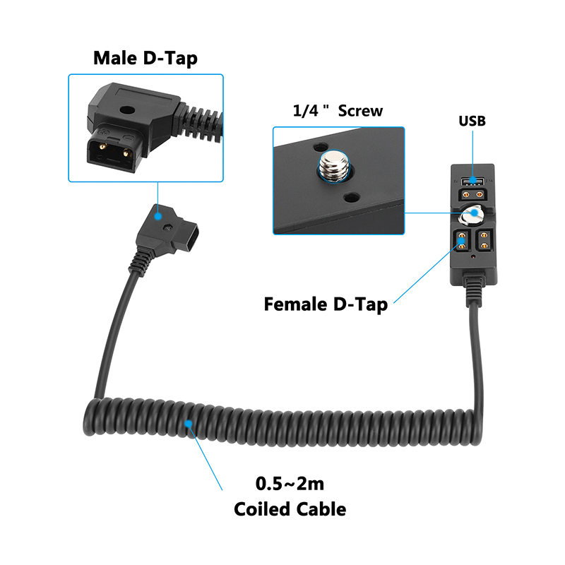 CAMVATE Male D-Tap to 3-Port Female D-Tap Splitter Hub with USB Output