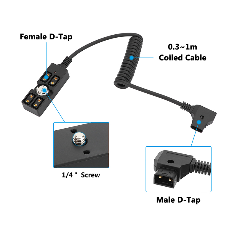 CAMVATE Male D-Tap to 4-Port Female D-Tap Splitter Hub