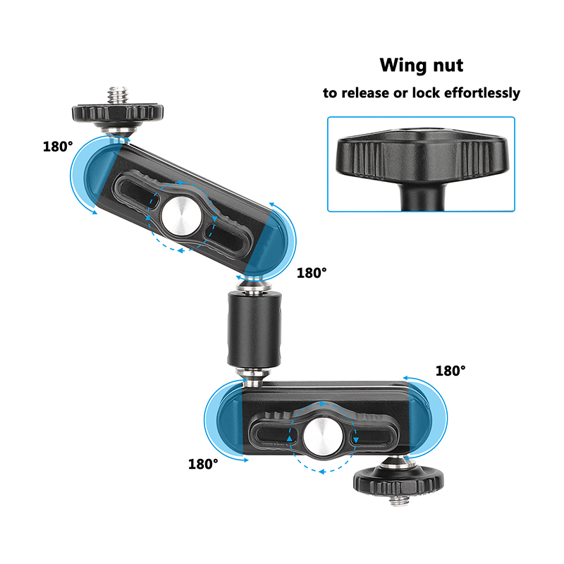 CAMVATE Extension Arm with 360° Ball Head Mounts (7.1")