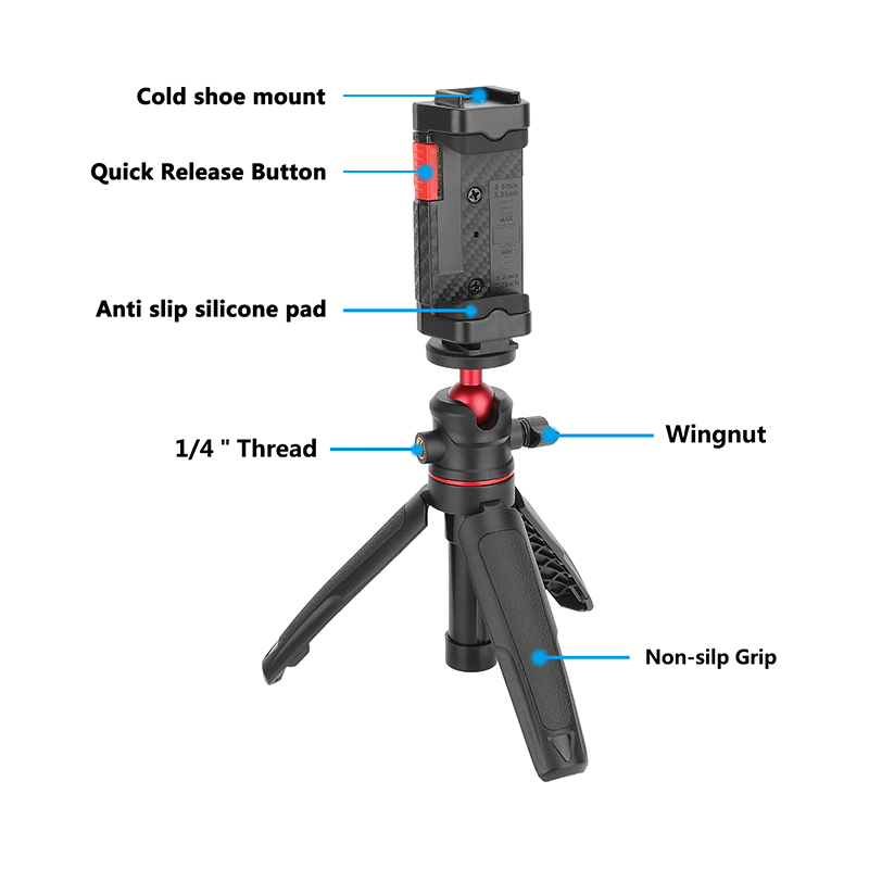 CAMVATE Mini Tabletop Tripod with Smartphone Clamp