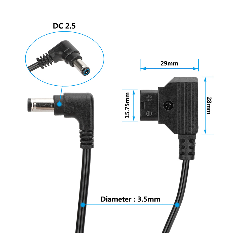 CAMVATE D-Tap to 2.5mm DC Barrel Power Cable (Coiled)