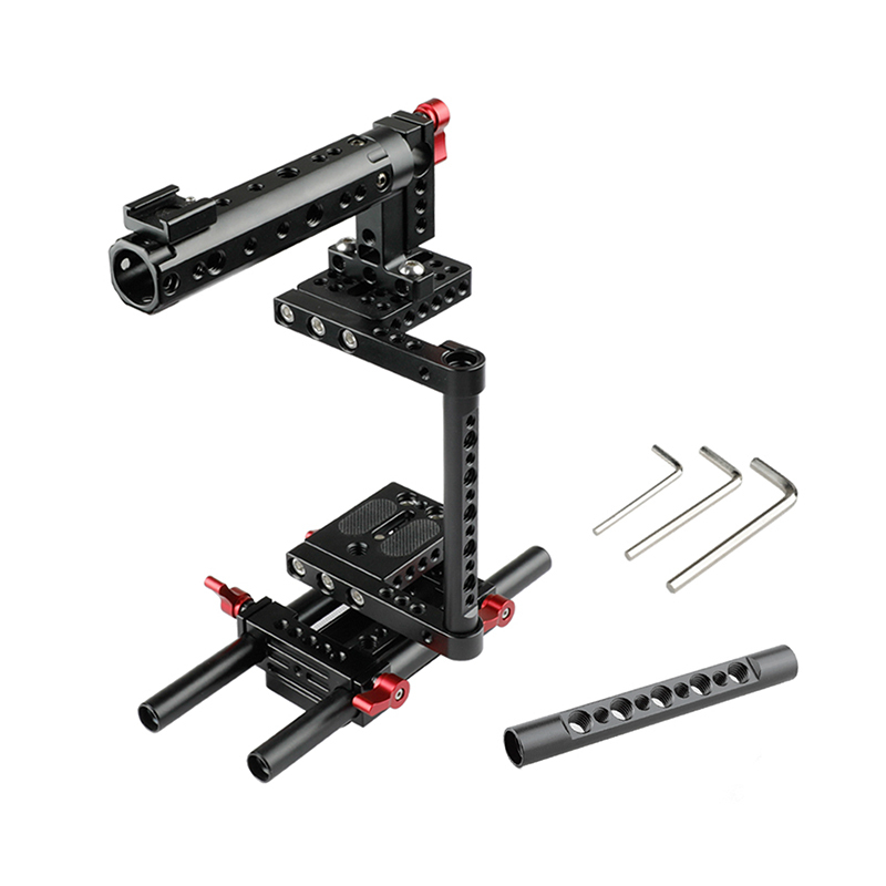 CAMVATE Camera Cage with Rail Support System for Canon Nikon Sony Panasonnic