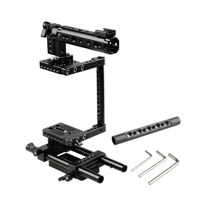 Camera Cage Rig w/Top Handle Tripod Mount Plate fr Canon Nikon Sony Panasonnic