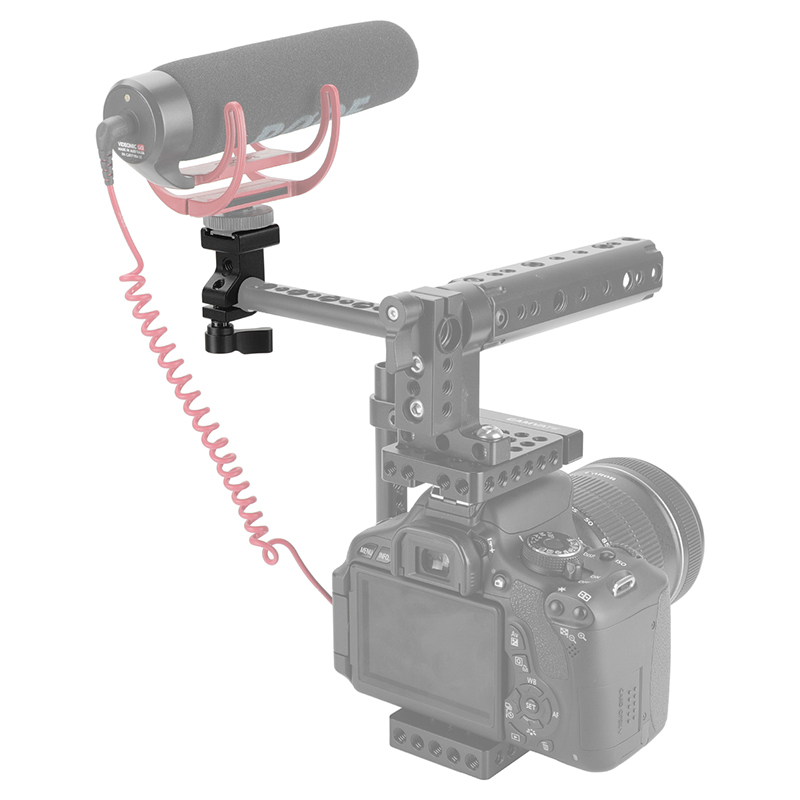 CAMVATE 15mm Side Single Rod Holder (Black Thumb Lever Screw) With Black Cold Shoe Mount Adapter For Rod-based Accessories
