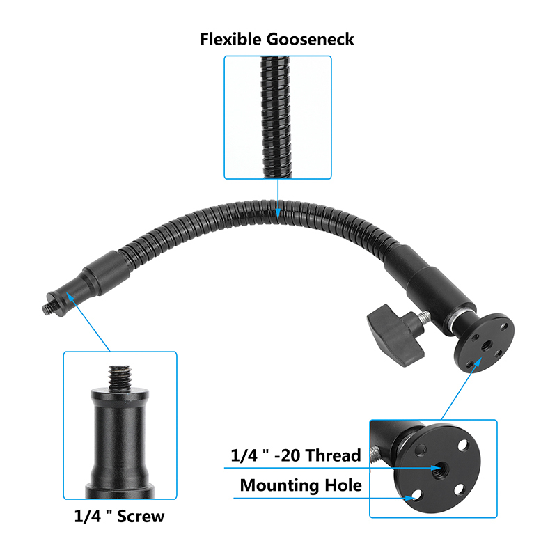CAMVATE Flex Gooseneck Arm with 1/4"-20 Screw & Wall / Table / Ceiling Mount