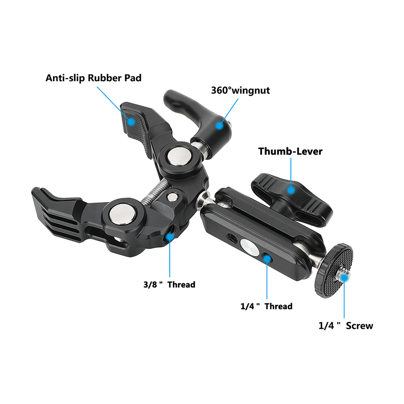 CAMVATE Super Crab Gripper Clamp with Mini Magic Arm