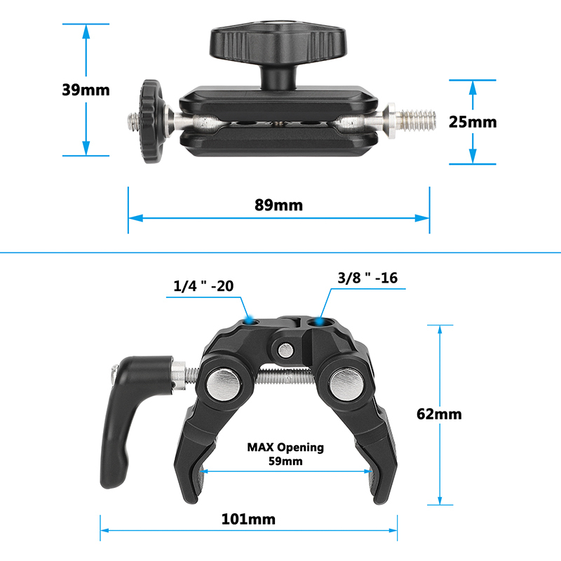 CAMVATE Super Crab Gripper Clamp with Mini Magic Arm
