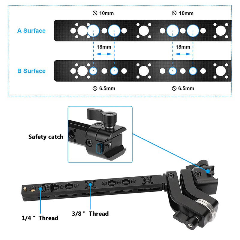 CAMVATE Extension Arm with NATO Mount & Rosette Joint for DJI RS 2, RSC 2, RS 3 & RS 3 Pro