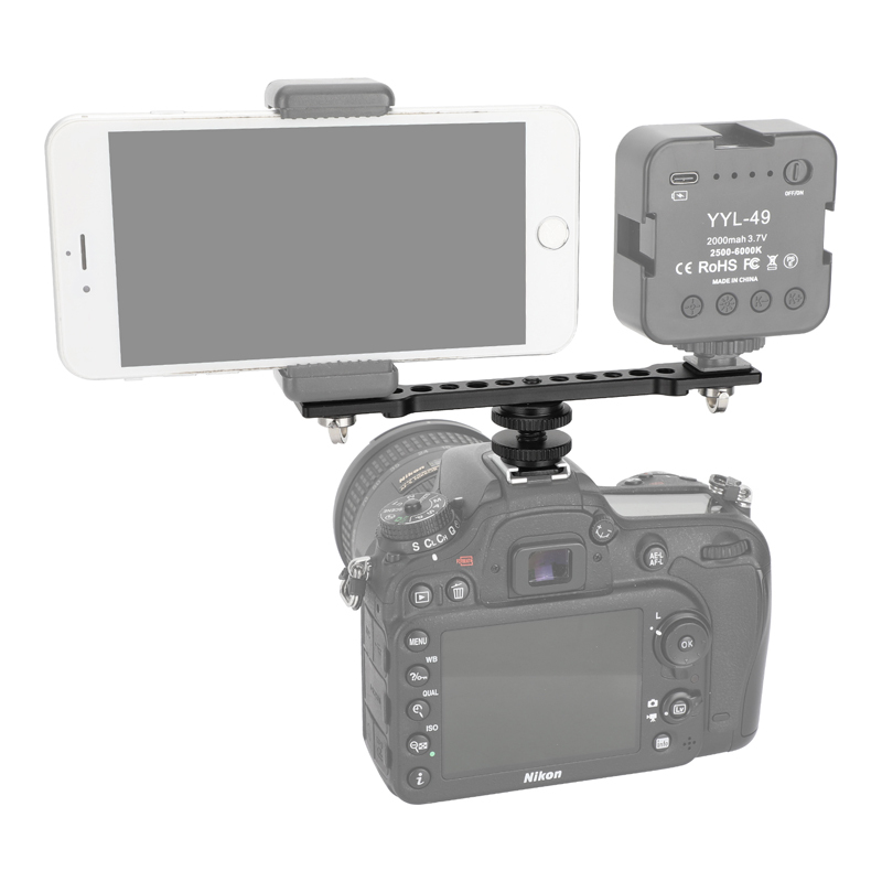 CAMVATE Bar Arm with Dual 1/4"-20 Camera Screw Mount & Shoe Adapter