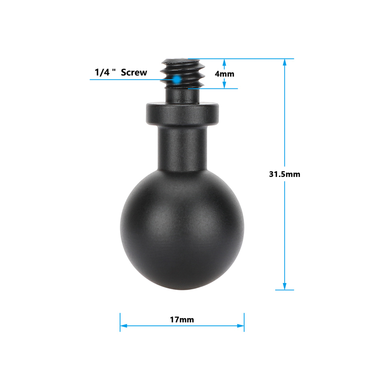 CAMVATE 17mm Ball to 1/4"-20 Screw Mount for Cameras (2-Pack)