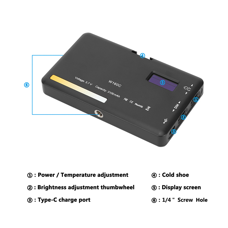 CAMVATE Pocket Bi-Color LED Video Light (2500 to 6500K)