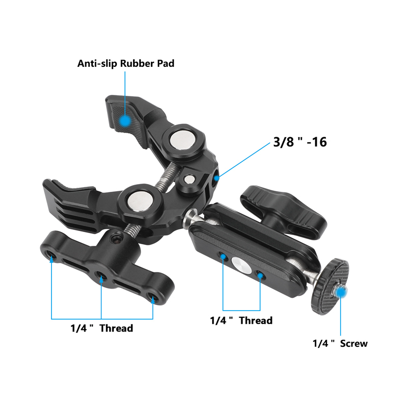 CAMVATE Super Crab Gripper Clamp with Mini Magic Arm for Action Cameras