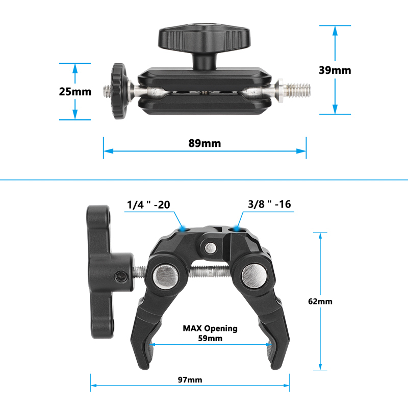 CAMVATE Super Crab Gripper Clamp with Mini Magic Arm for Action Cameras