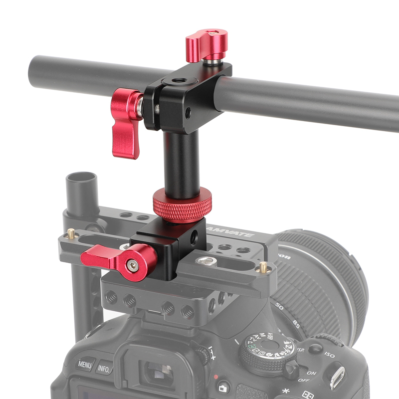 CAMVATE Rotating 15mm Rod Holder to NATO Rail Clamp (Red Thumb-Knob)