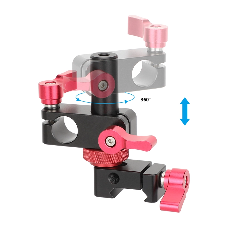 CAMVATE Rotating 15mm Rod Holder to NATO Rail Clamp (Red Thumb-Knob)