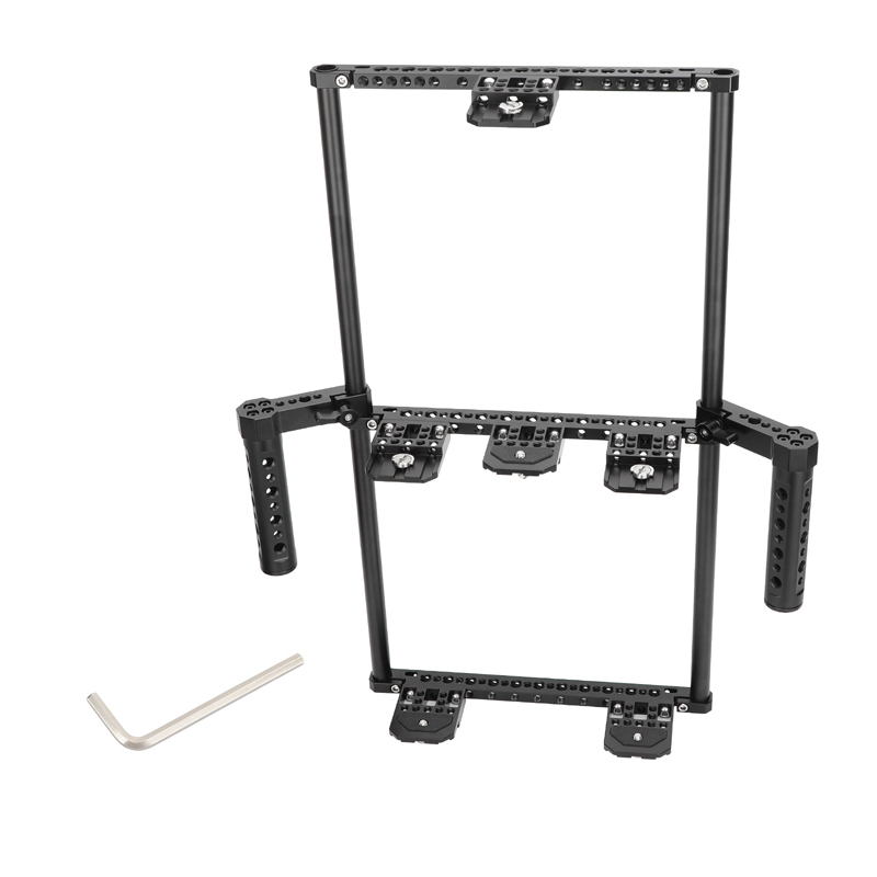 CAMVATE Director's Monitor Cage with Triple Monitor Mount&Dual Cheese Plate-Style Handgrips