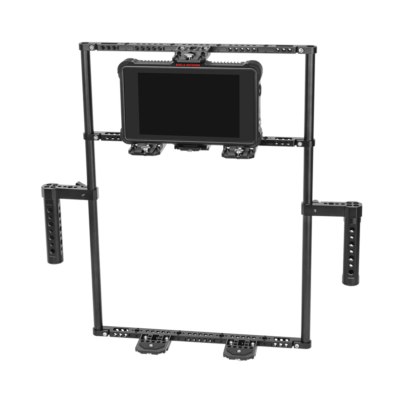 CAMVATE Director's Monitor Cage with Triple Monitor Mount&Dual Cheese Plate-Style Handgrips (Extended Version)