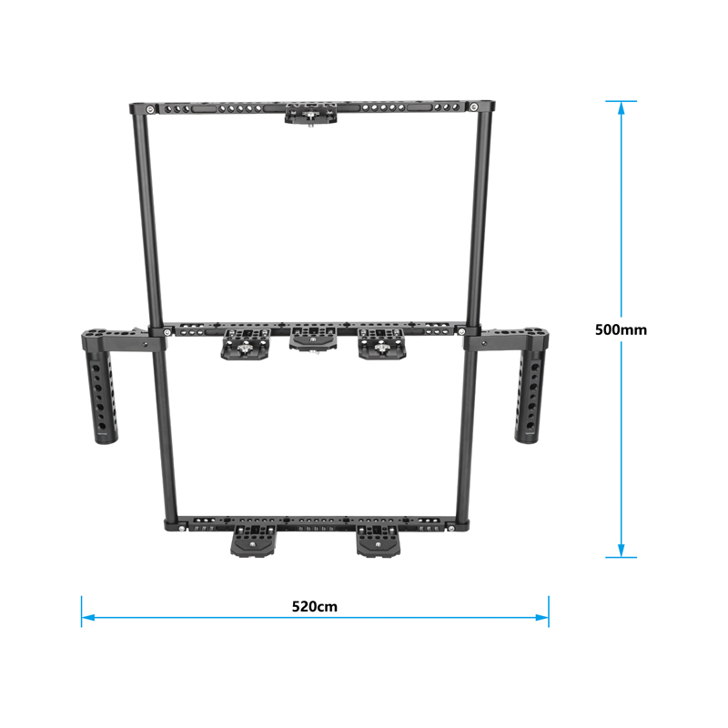 CAMVATE Director's Monitor Cage with Triple Monitor Mount&Dual Cheese Plate-Style Handgrips (Extended Version)