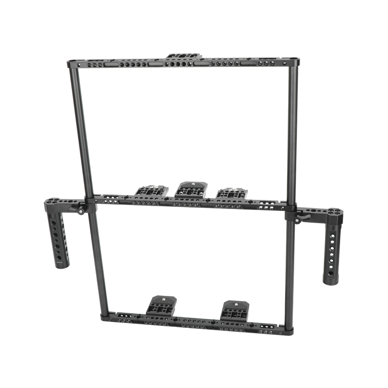 CAMVATE Director's Monitor Cage with Triple Monitor Mount&Dual Cheese Plate-Style Handgrips (Extended Version)