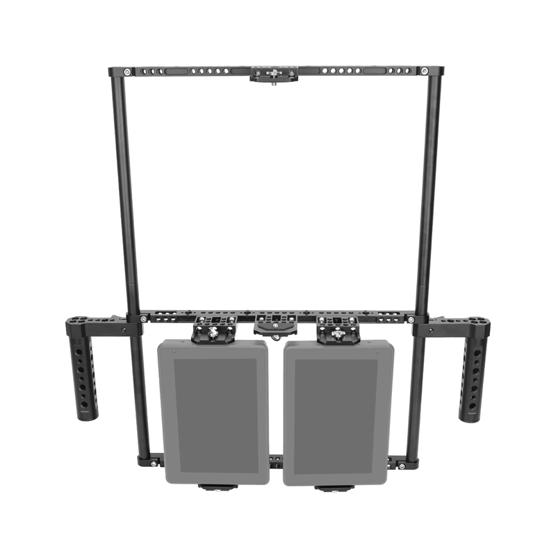 CAMVATE Director's Monitor Cage with Triple Monitor Mount&Dual Cheese Plate-Style Handgrips (Extended Version)