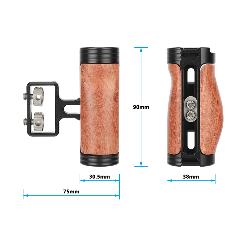 CAMVATE Wood Side Handle with Dual 1/4"-20 Screw Mount