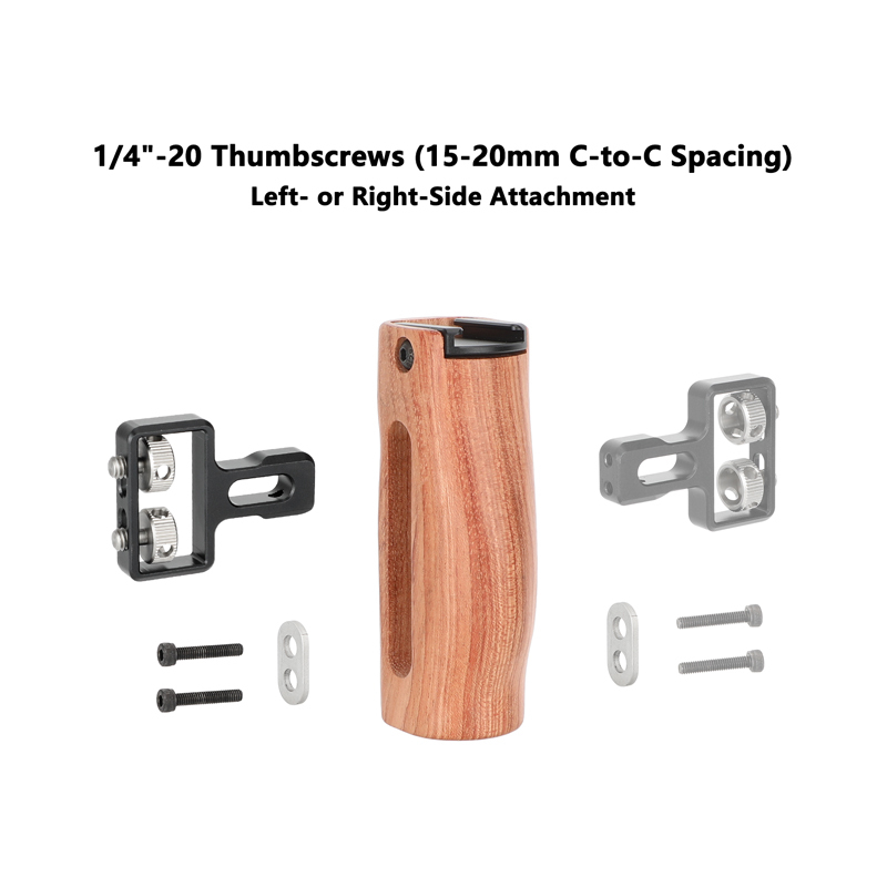 CAMVATE Wood Side Handle with 1/4"-20 Thumbscrew Mounts