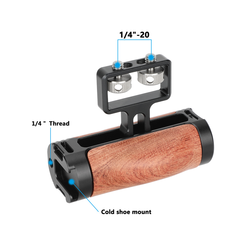 CAMVATE Wood Side Handle with Dual 1/4"-20 Screw Mount