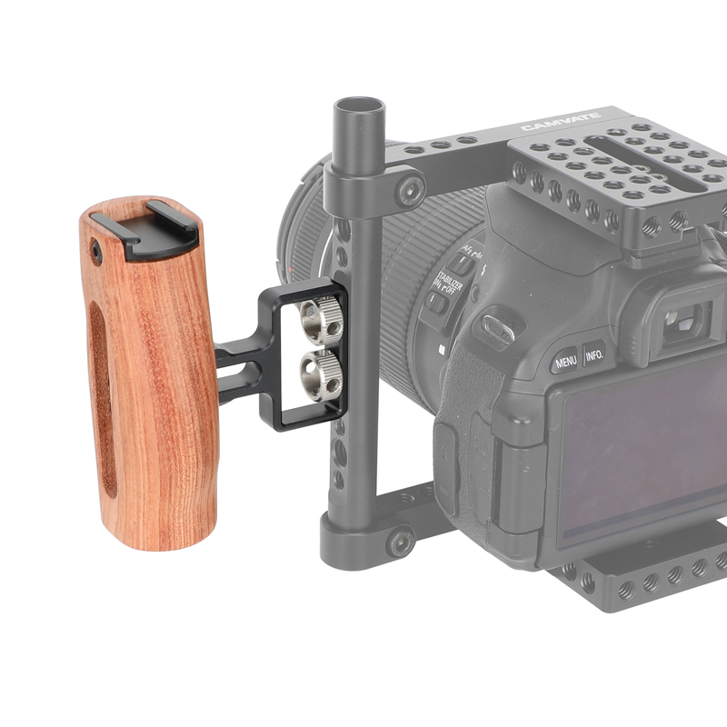 CAMVATE Wood Side Handle with 1/4"-20 Thumbscrew Mounts