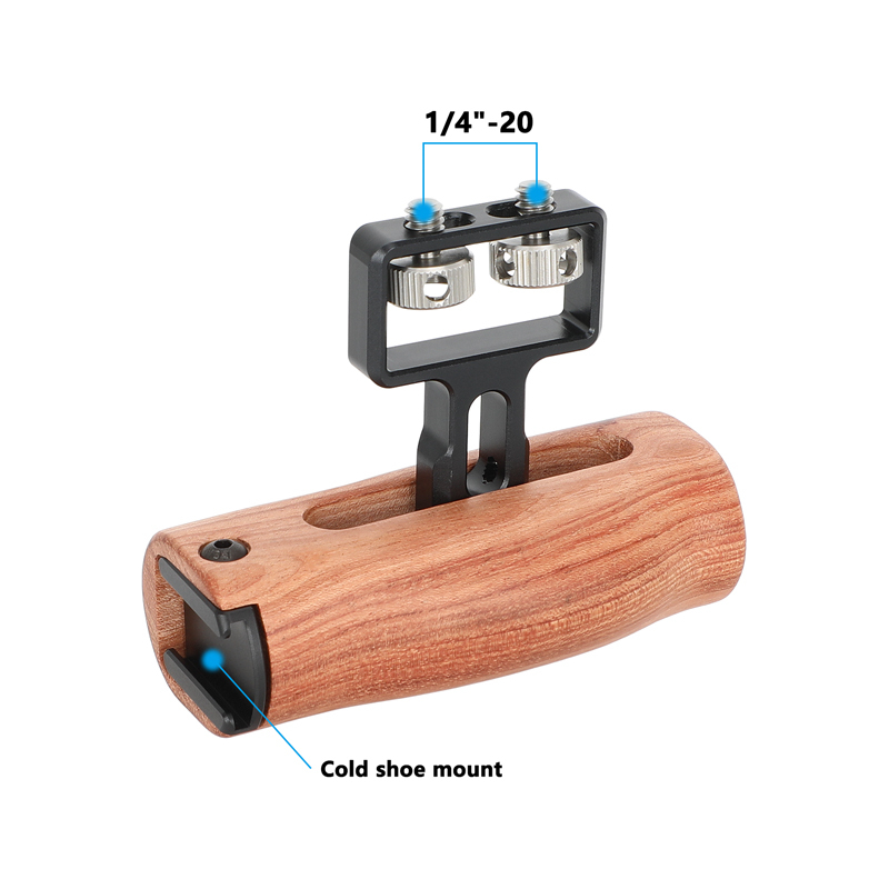 CAMVATE Wood Side Handle with 1/4"-20 Thumbscrew Mounts