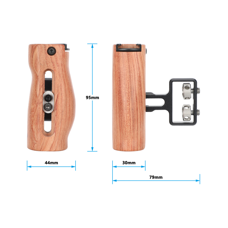 CAMVATE Wood Side Handle with 1/4"-20 Thumbscrew Mounts