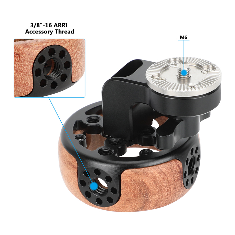 CAMVATE Wooden Handgrip with ARRI-Compatible Rosette Extension Adapter