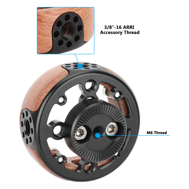 CAMVATE Wooden Handgrip with ARRI-Compatible Rosette Mount (Female)