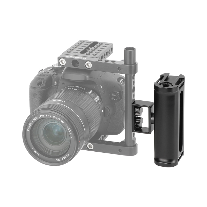CAMVATE Aluminum Handle Grip Either Side With Shoe Mount & Adjustable 1/4" Thumbscrews Connection For DSLR Camera Cage Rig