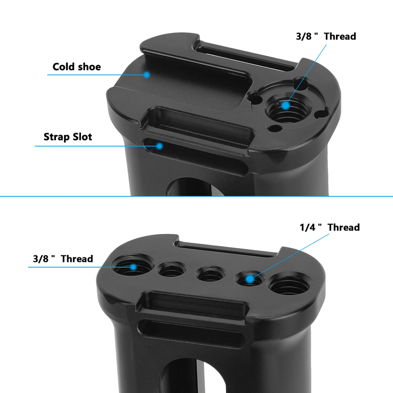 CAMVATE Aluminum Handle Grip Either Side With Shoe Mount & Adjustable 1/4" Thumbscrews Connection For DSLR Camera Cage Rig
