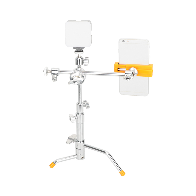 CAMVATE Mini Tabletop C Stand with Grip Arm & Turtle Base Kit (Chrome)