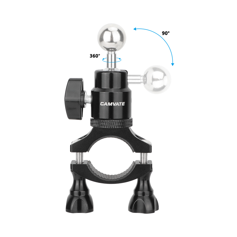 CAMVATE Handlebar Clamp Mount Holder with 17mm Ball & Adjustable Ball Head Mount