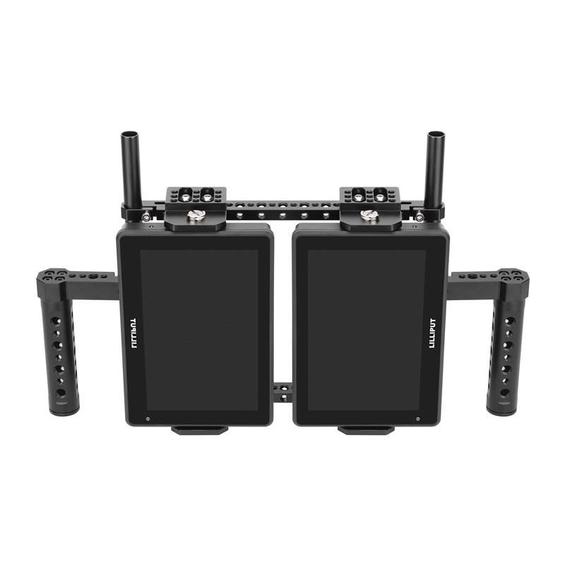 CAMVATE Dual Director's Monitor Cage with Cheese Plate-Style Handgrips