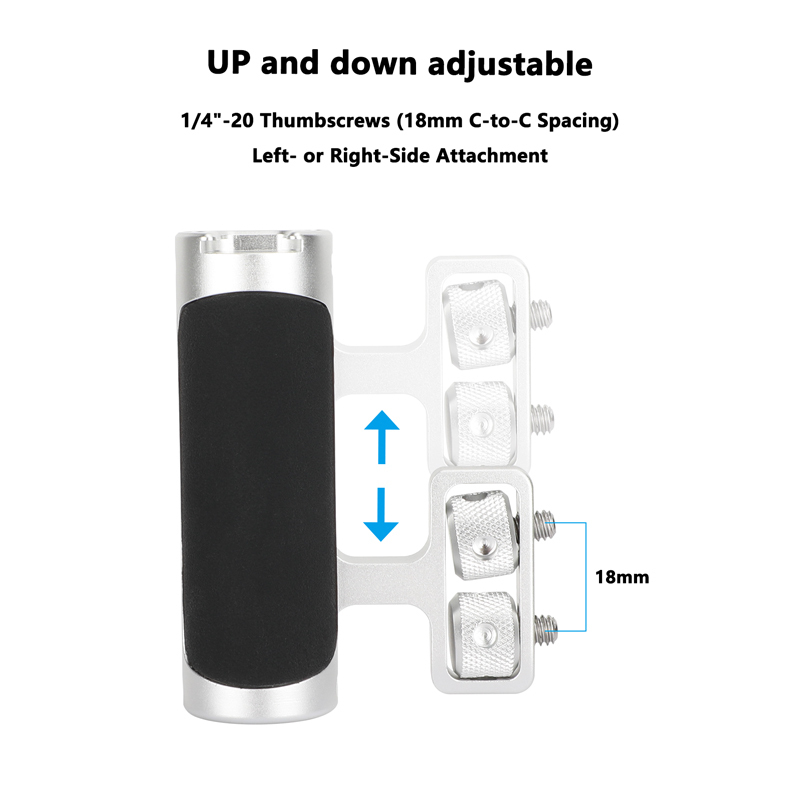 CAMVATE Side Handle with Dual 1/4"-20 Screw Mount (Black/Silver)