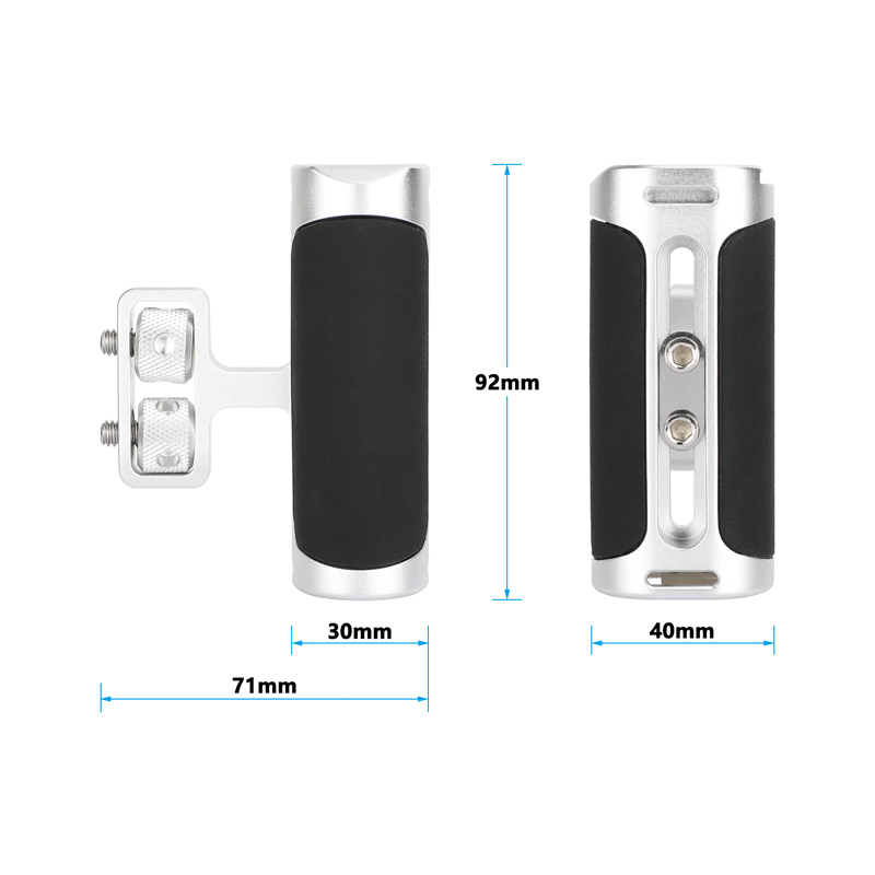 CAMVATE Side Handle with Dual 1/4"-20 Screw Mount (Black/Silver)