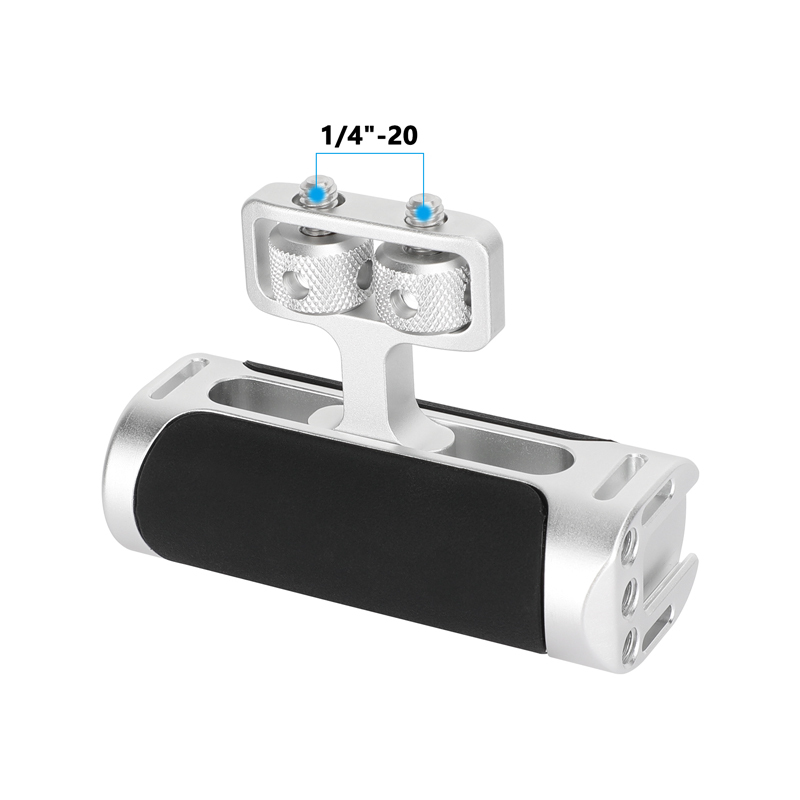 CAMVATE Side Handle with Dual 1/4"-20 Screw Mount (Black/Silver)