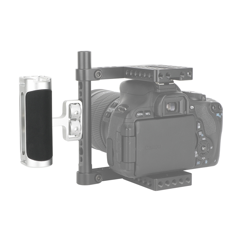 CAMVATE Side Handle with Dual 1/4"-20 Screw Mount (Black/Silver)