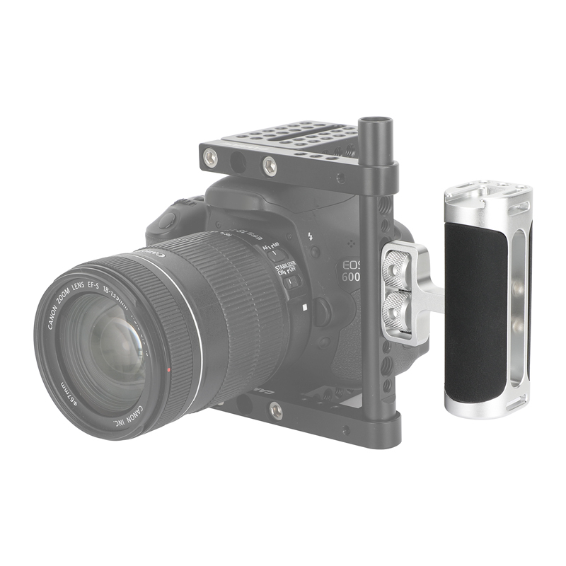 CAMVATE Side Handle with Dual 1/4"-20 Screw Mount (Black/Silver)