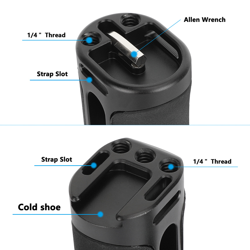 CAMVATE Side Handle with Dual 1/4"-20 Screw Mount (Black)